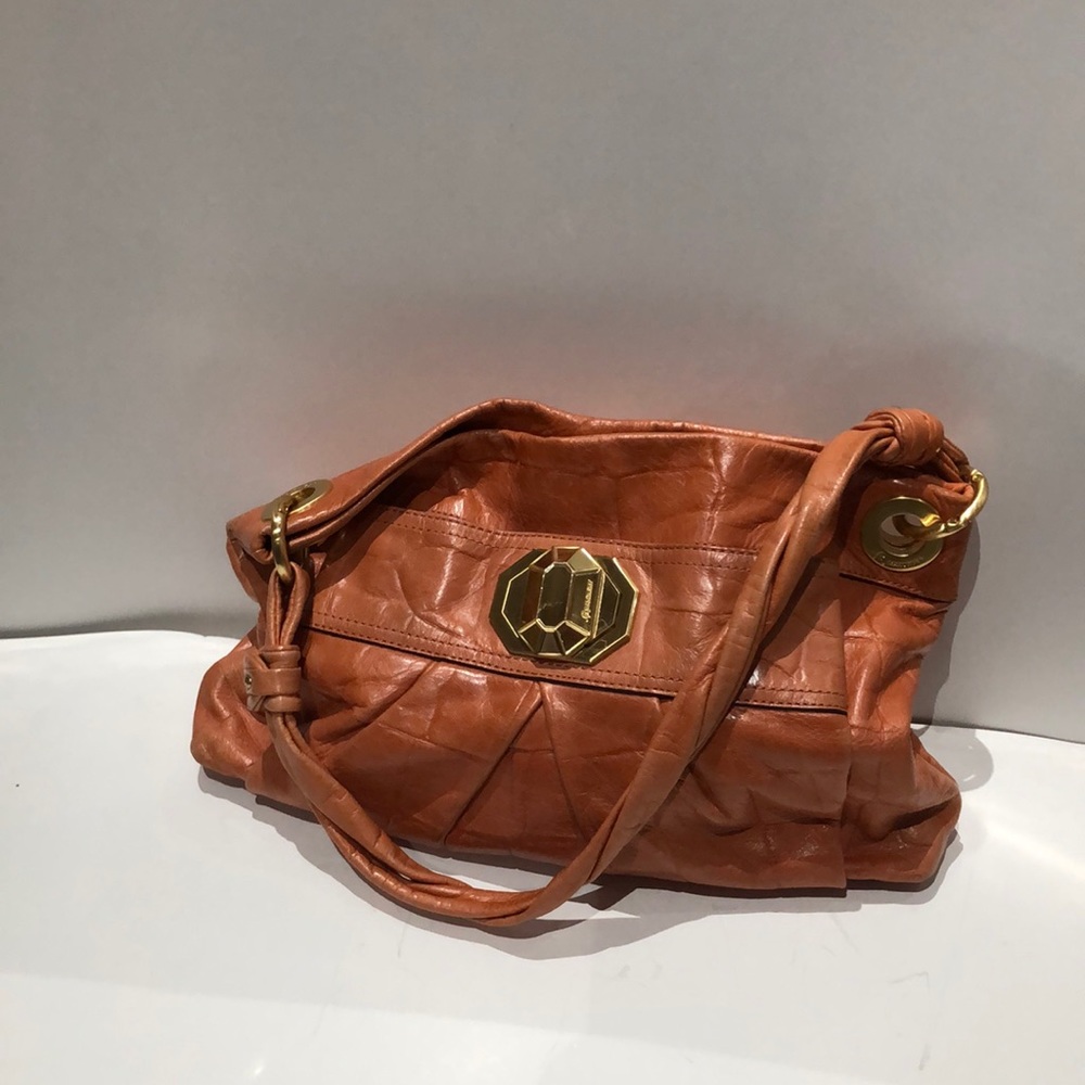 B Makowski orange patterned handbag